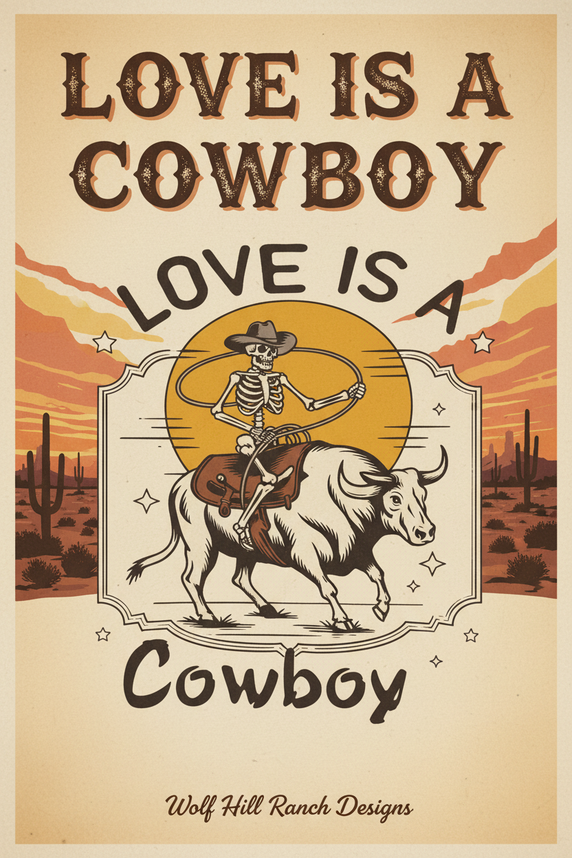 Love Is a Cowboy — Western Art Poster