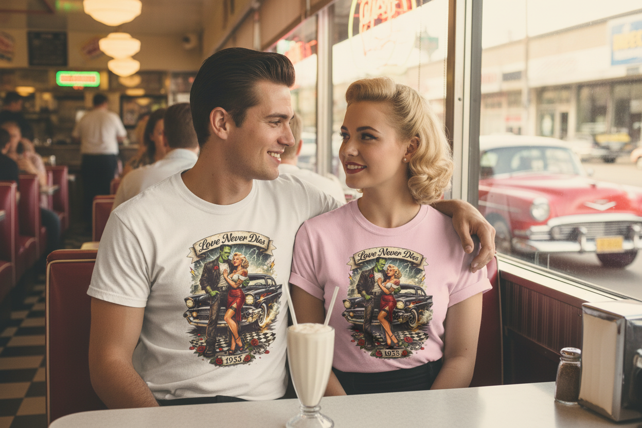 Love Never Dies Couple White Pink