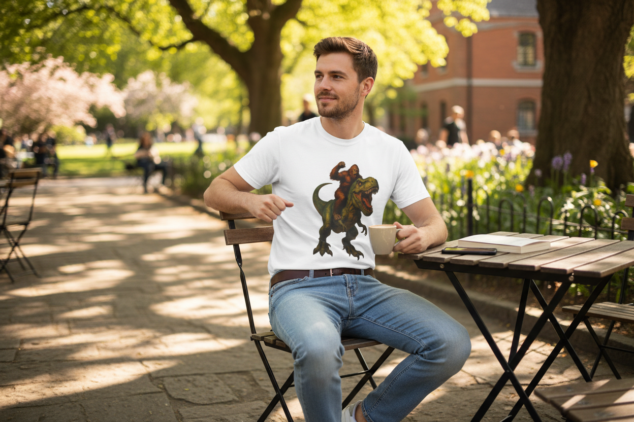 Man at park or outdoor cafe