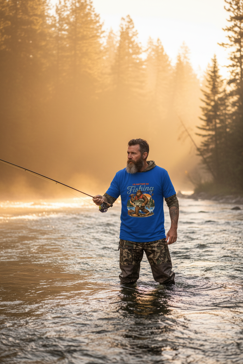 Man Fishing Hyperrealistic Mockup