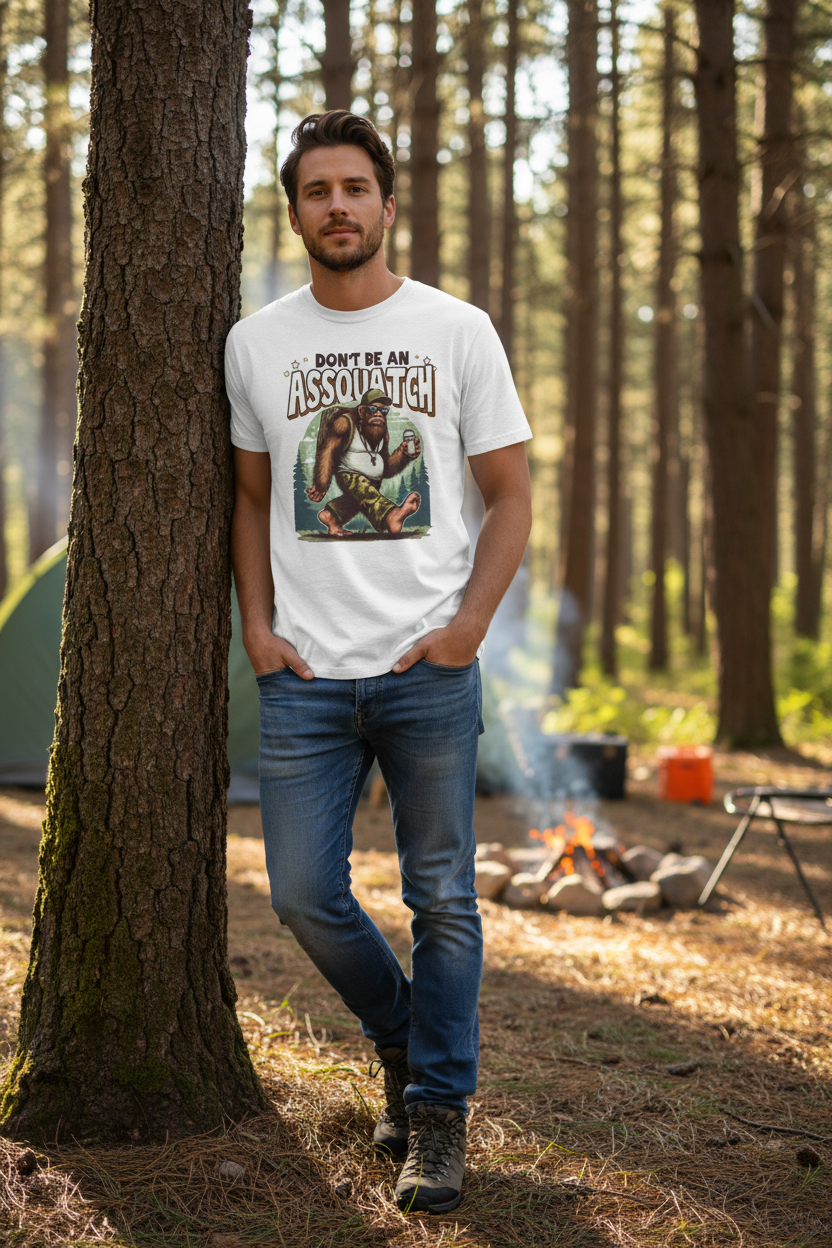 Man in camping or forest setting