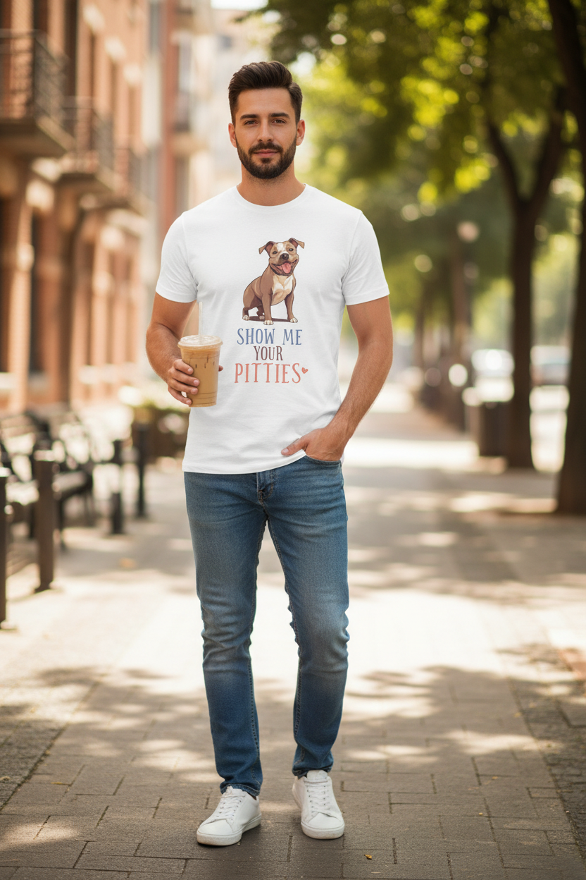 Man in Pitties Shirt with Iced Coffee