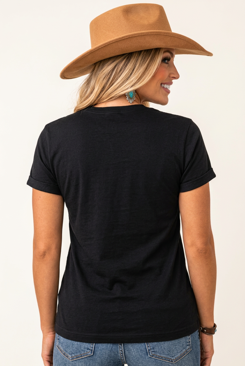 Matching plain black back mockup using your cowgirl model