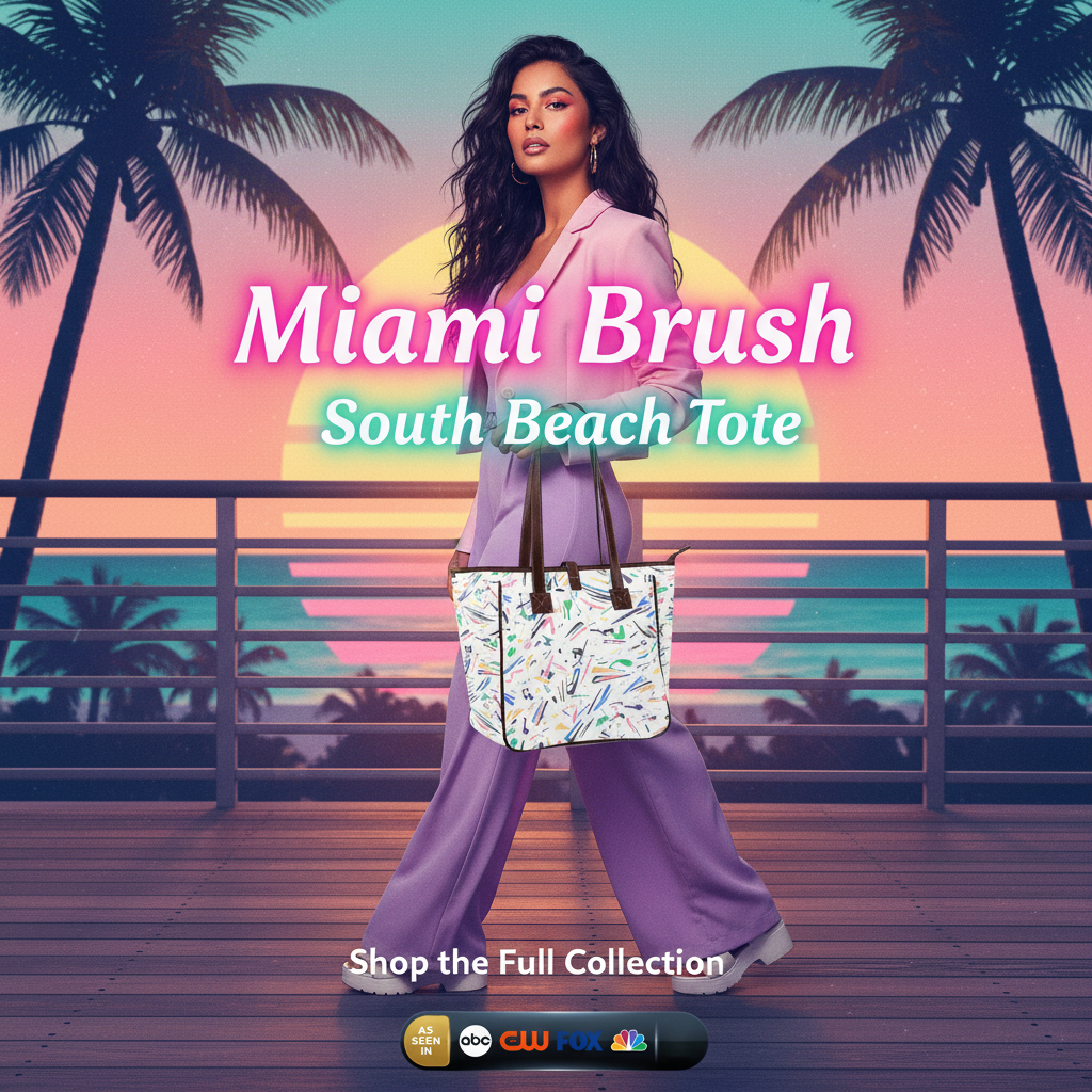 Miami Brush – South Beach Tote Miami Vice Ad with Real Bag