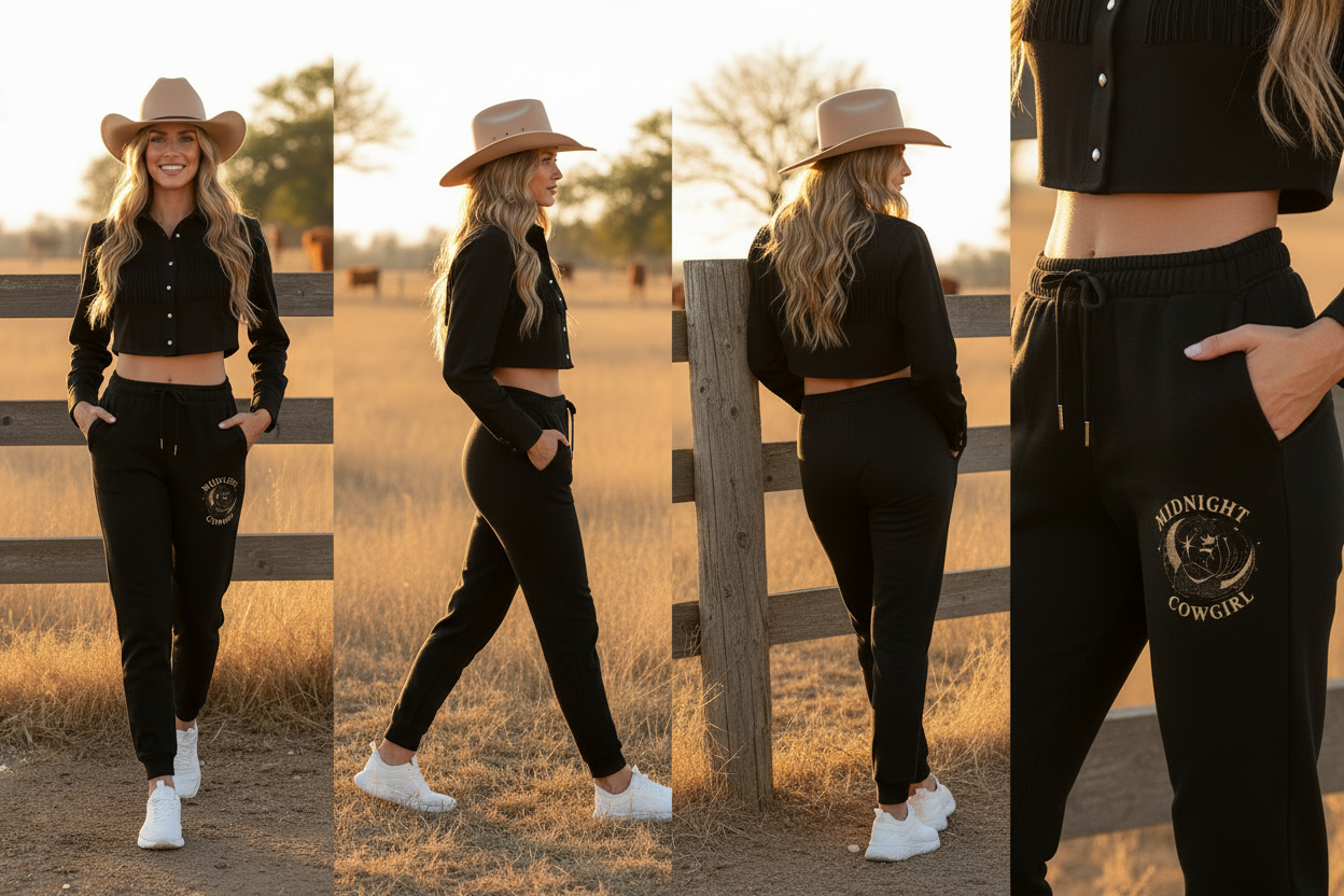 Midnight Cowgirl 4-Panel All-In-One Mockup