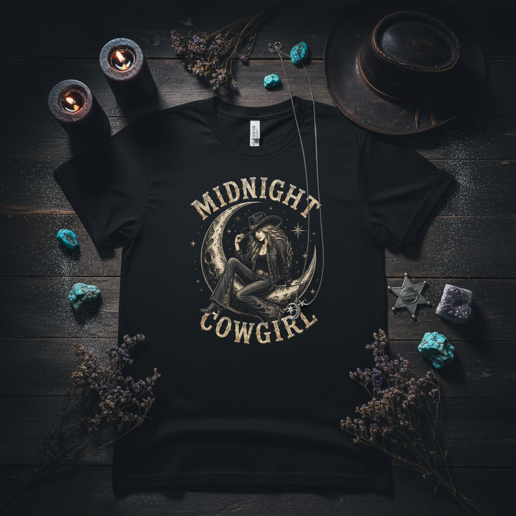 Midnight Cowgirl - Black Candle Flat Lay