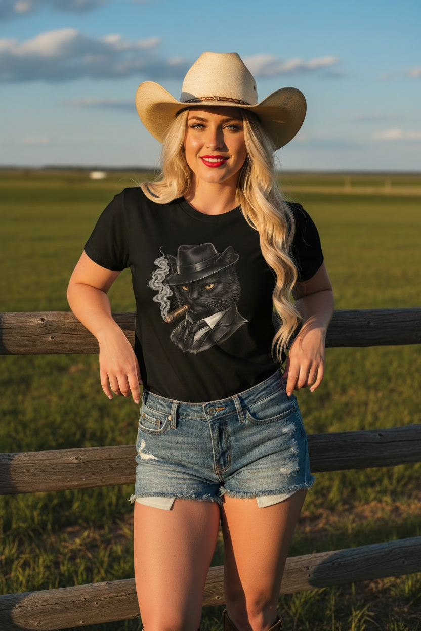 Mob Boss Cat - Cowgirl Black Shirt Ranch