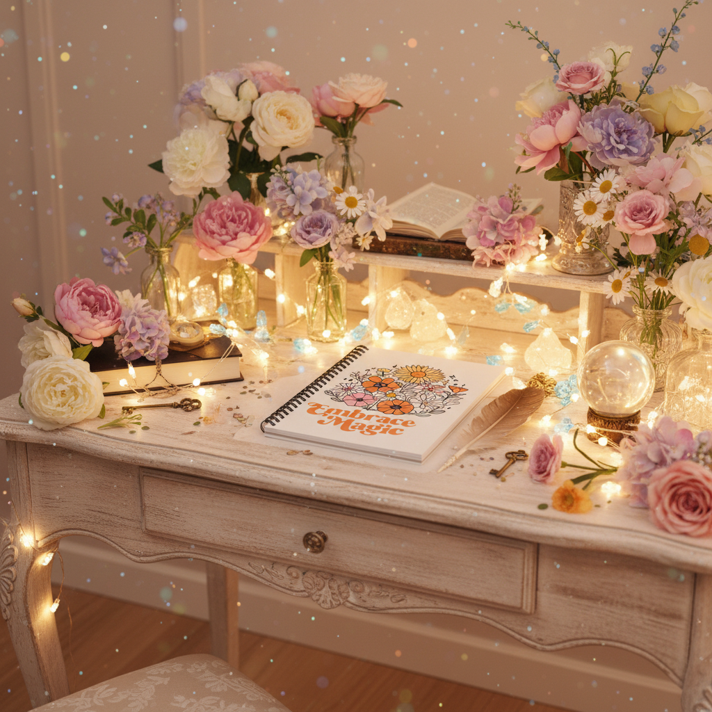 Mockup 1 - Magical desk with twinkling fairy lights