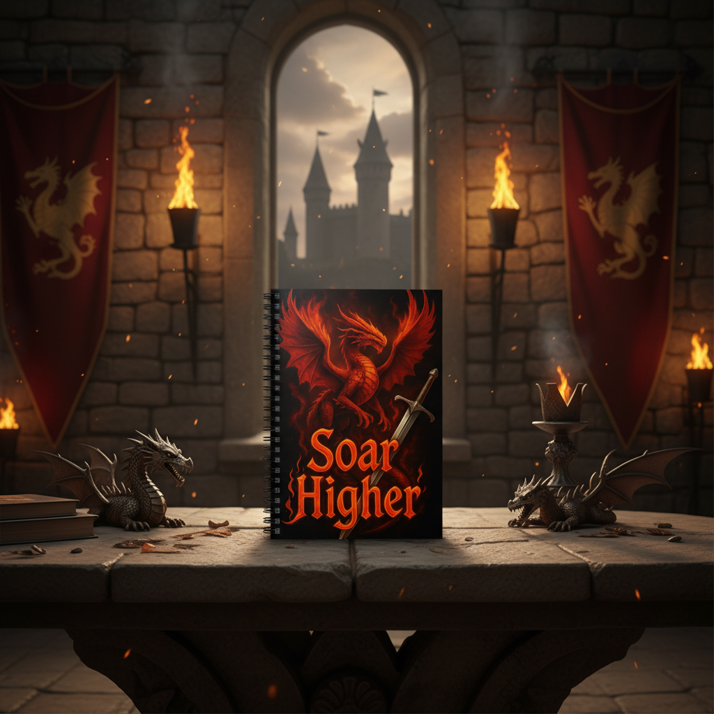 Mockup 1 - Medieval castle with stone walls and torches