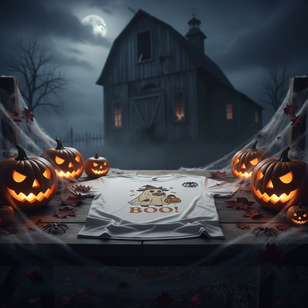Mockup 1 - Spooky Halloween with jack-o-lanterns and barn