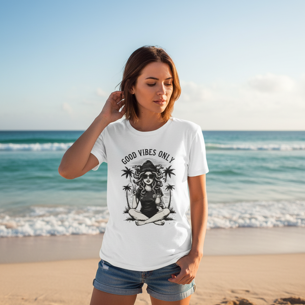 Mockup 1 - Woman on beach with ocean background