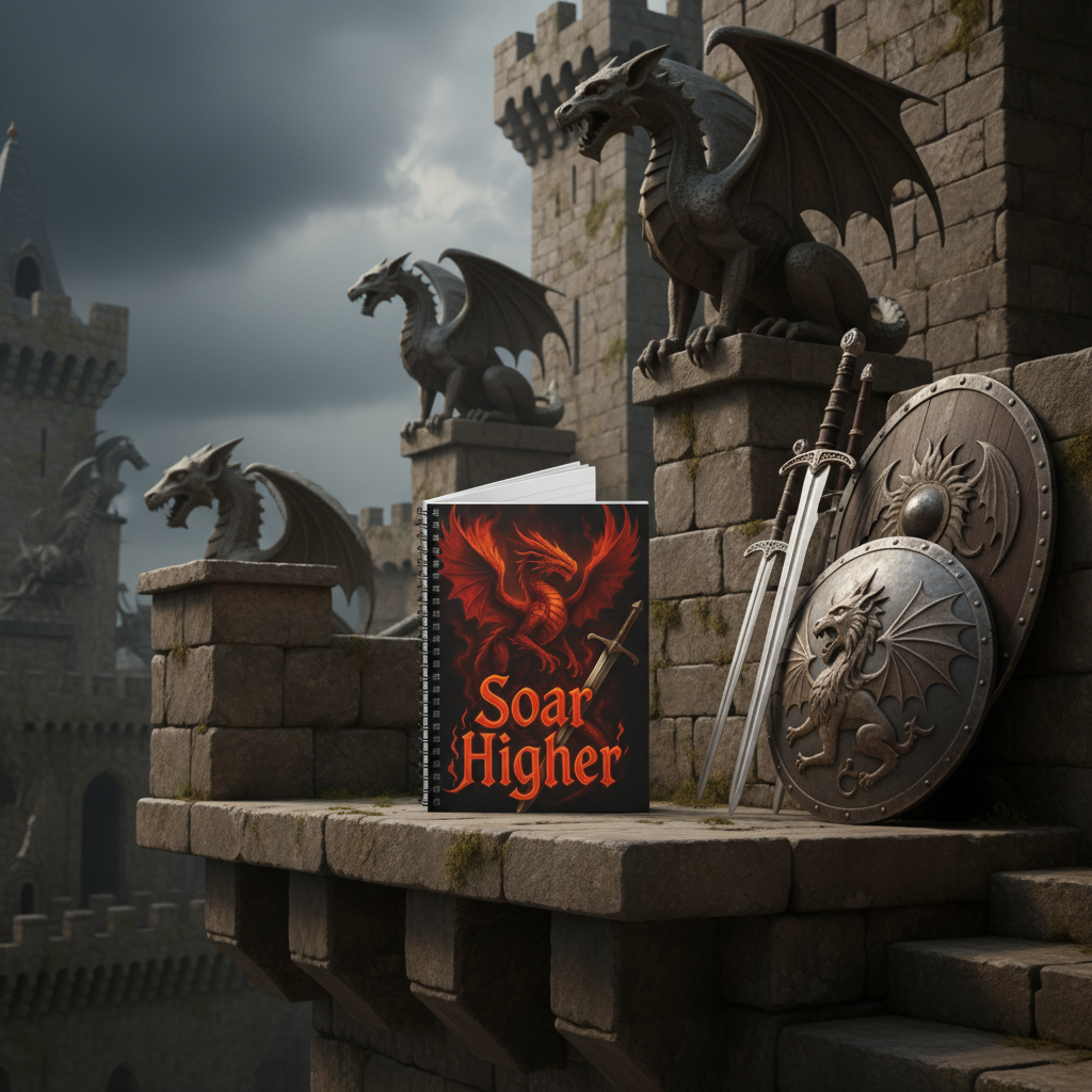 Mockup 2 - Castle battlements with dragon statues