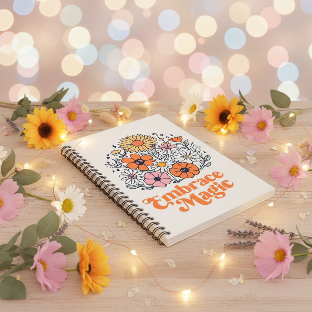 Mockup 3 - Enchanting desk with fairy lights and flowers