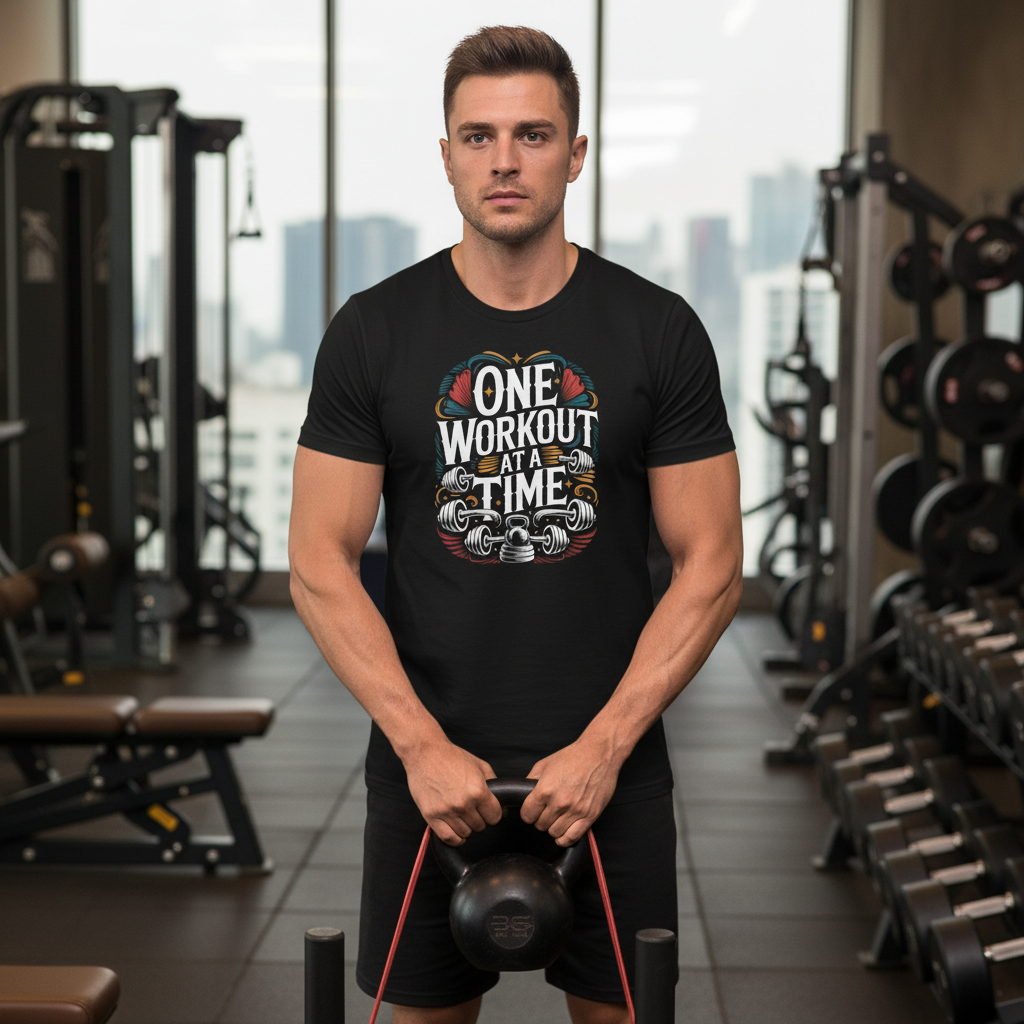 Mockup 3 - Man exercising with kettlebells