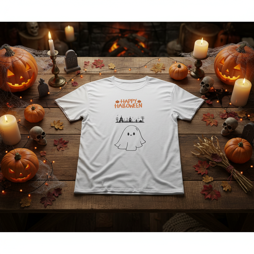 Mockup 3 - Rustic Halloween table with pumpkins
