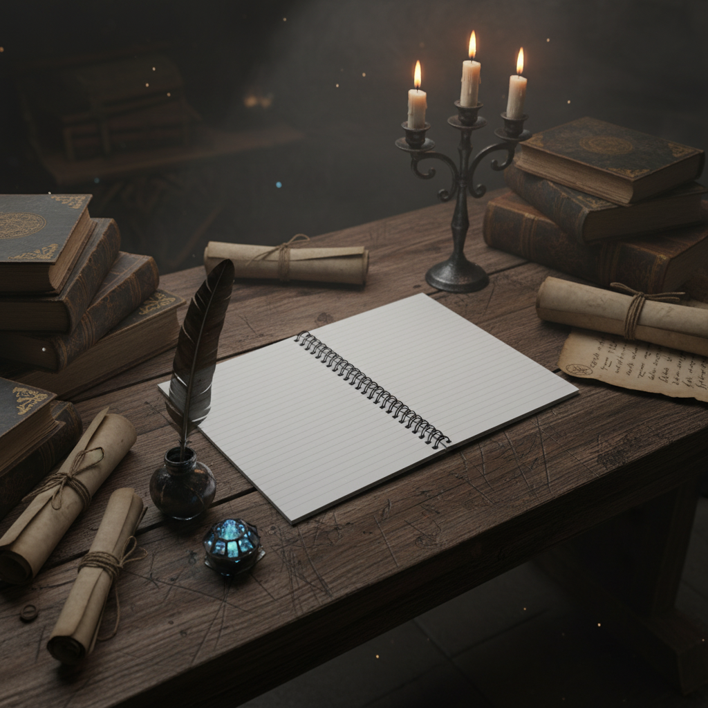 Mockup 4 - Ancient desk with candelabra