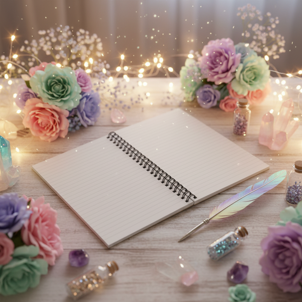 Mockup 4 - Dreamy desk with sparkles and crystals