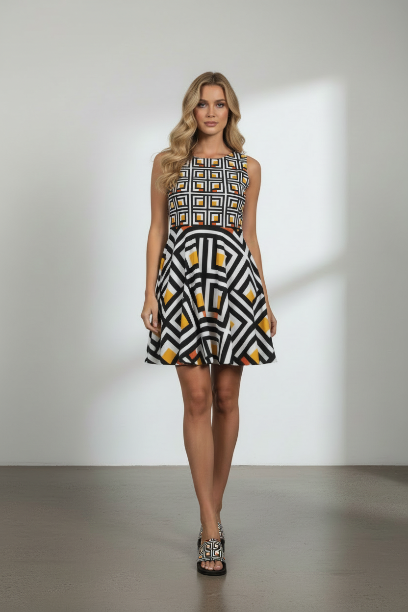 Model with Dress and Sandals