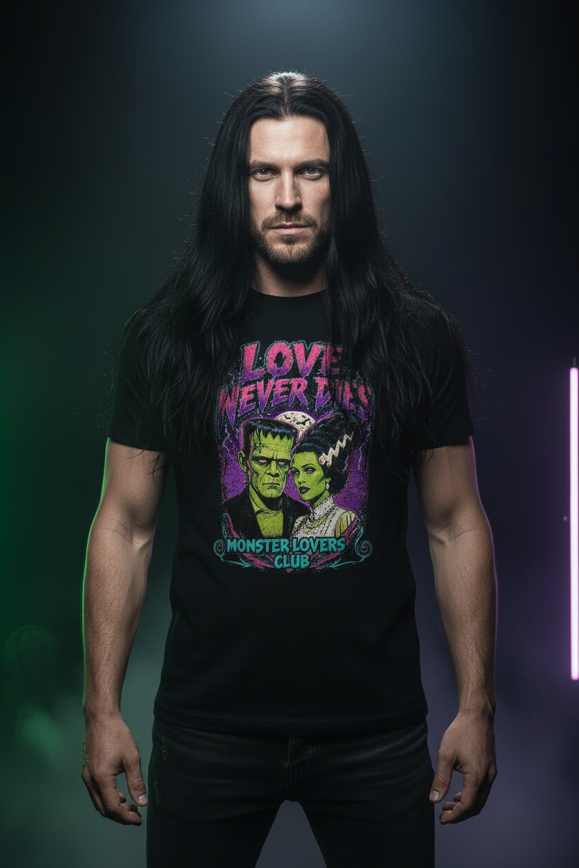 Monster Lovers Club - Man Black Tee Long Hair