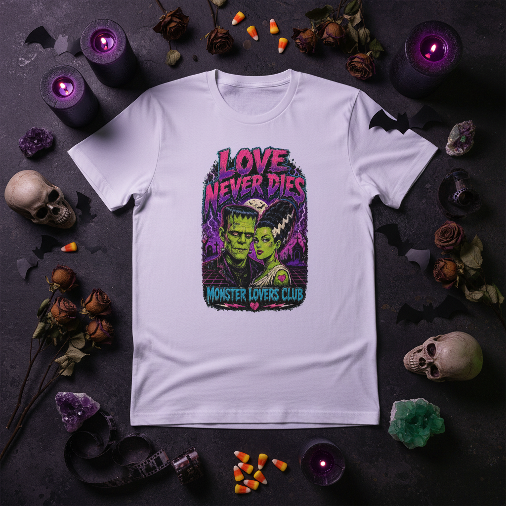 Monster Lovers Club - White Tee Flat Lay