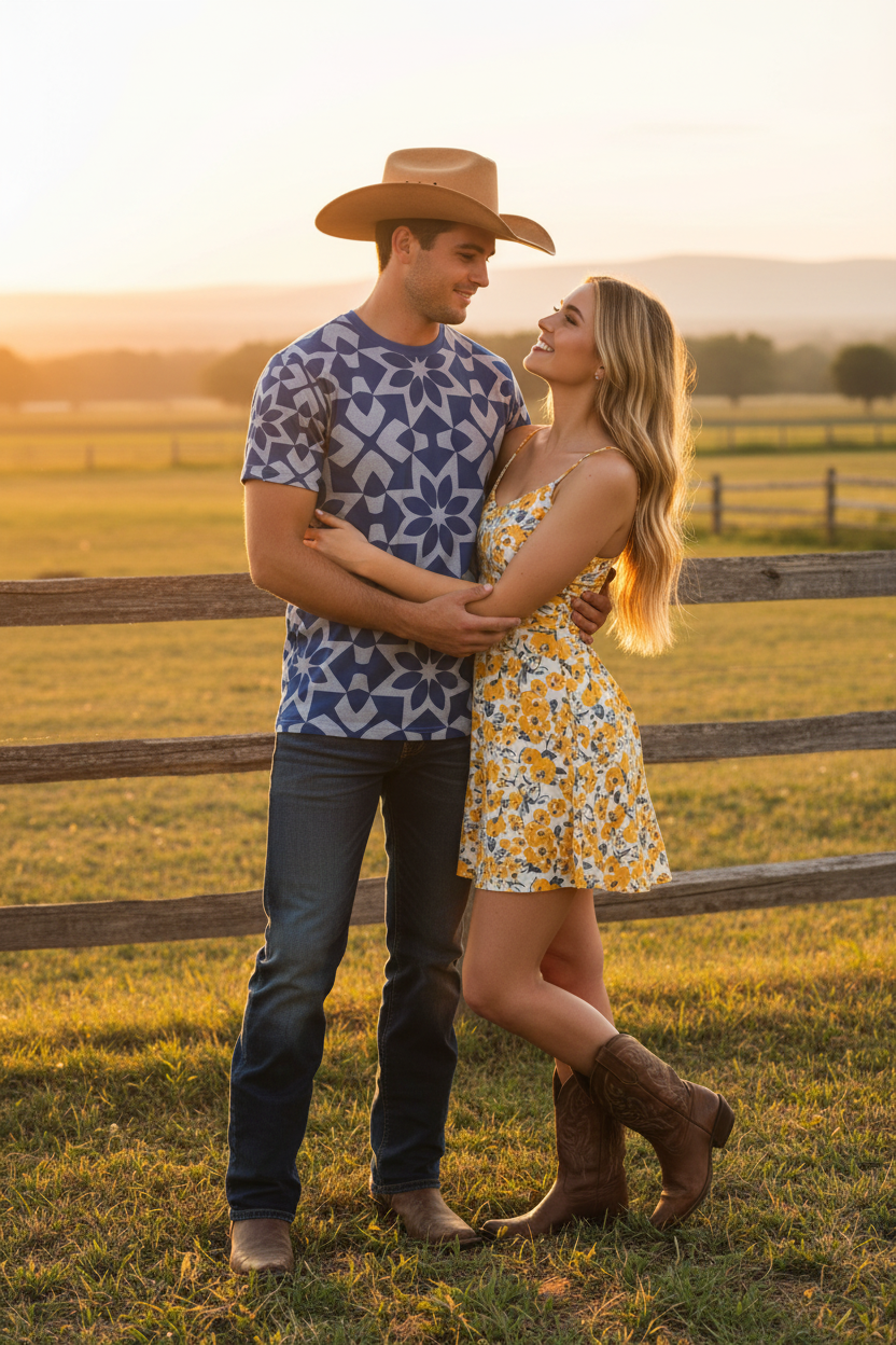 Mosaic Ranch Tee — Couple Shot 1