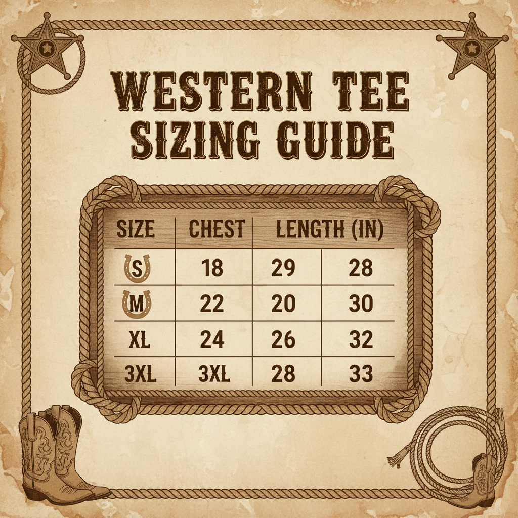 Mosaic Ranch Tee — Western Size Chart