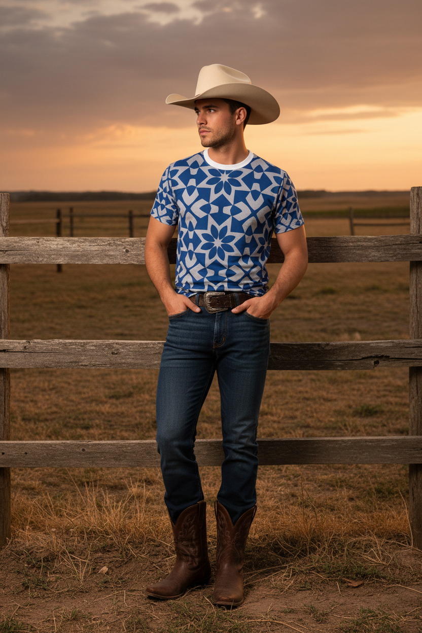 Mosaic Ranch Tee — Young Cowboy Photo Shoot