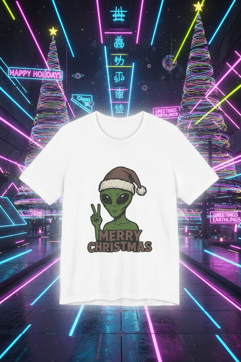 Neon futuristic sci-fi Christmas vibes