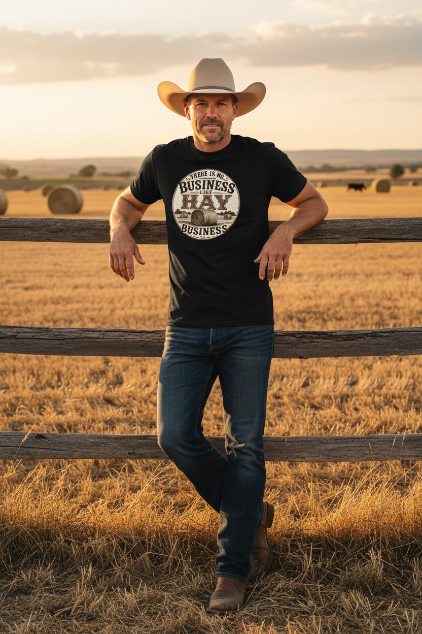 No Business Like Hay Business Black Tee Mockup