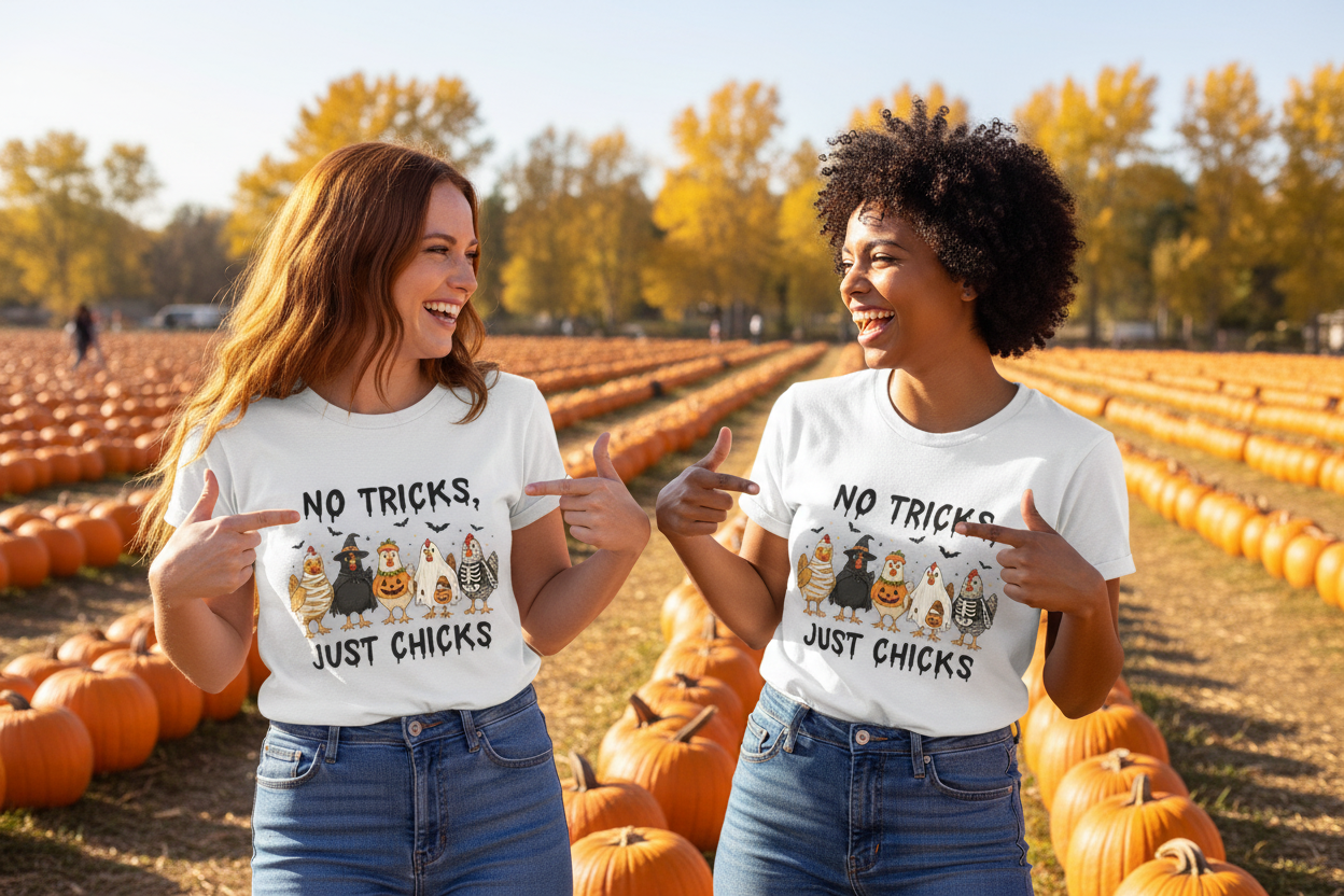 No Tricks Just Chicks - BFF Pumpkin Patch