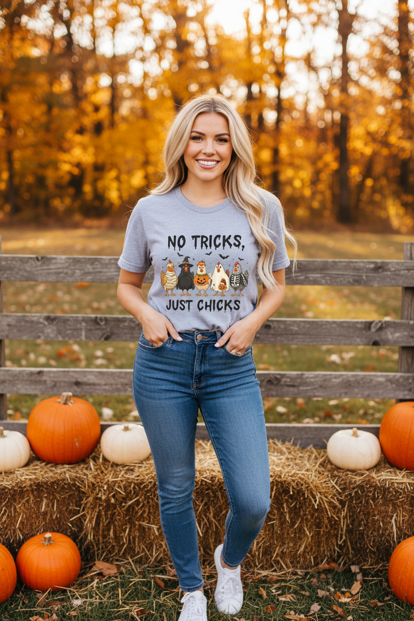 No Tricks Just Chicks - Rustic Fall