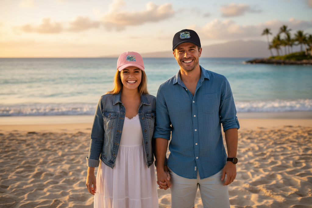 Ocean Vibes Caps - Pink & Black