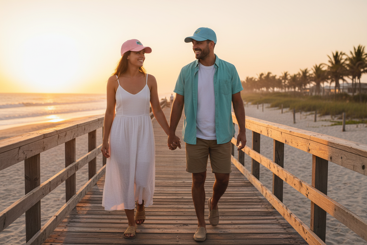 Ocean Vibes Caps - Pink & Light Blue