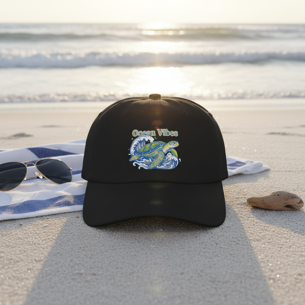 Ocean Vibes Dad Cap - Black Beach