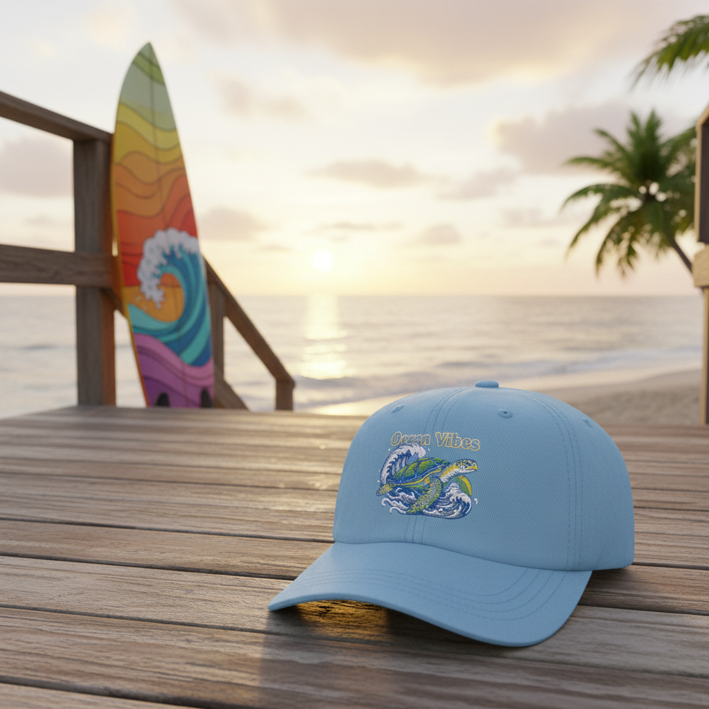 Ocean Vibes Dad Cap - Light Blue Beach