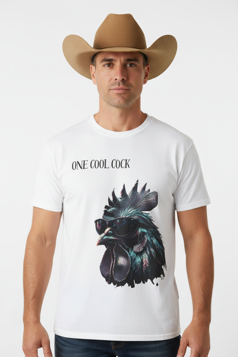 One Cool Cock Rooster Cowboy Studio Mockup v3