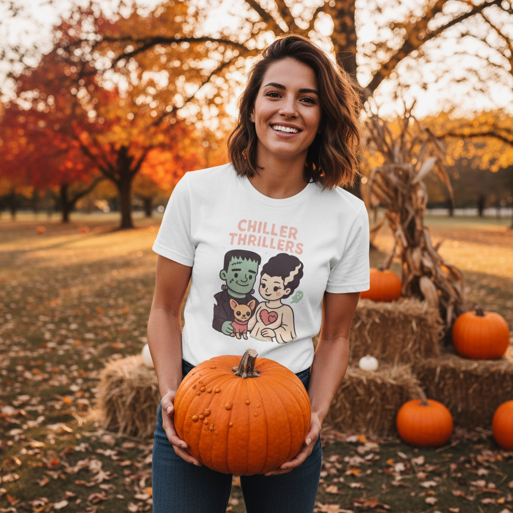 Outdoors in autumn park or pumpkin patch