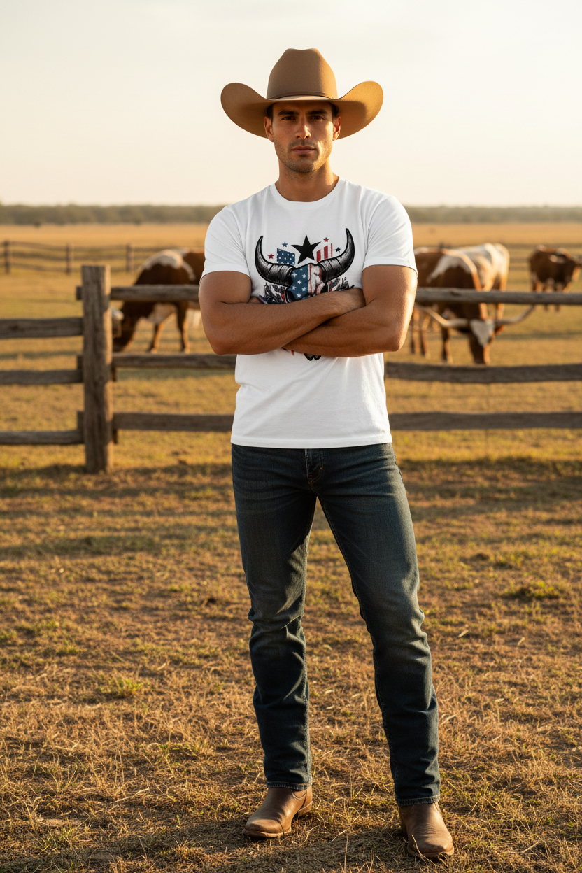 Patriotic Bull Skull – Stud Cowboy