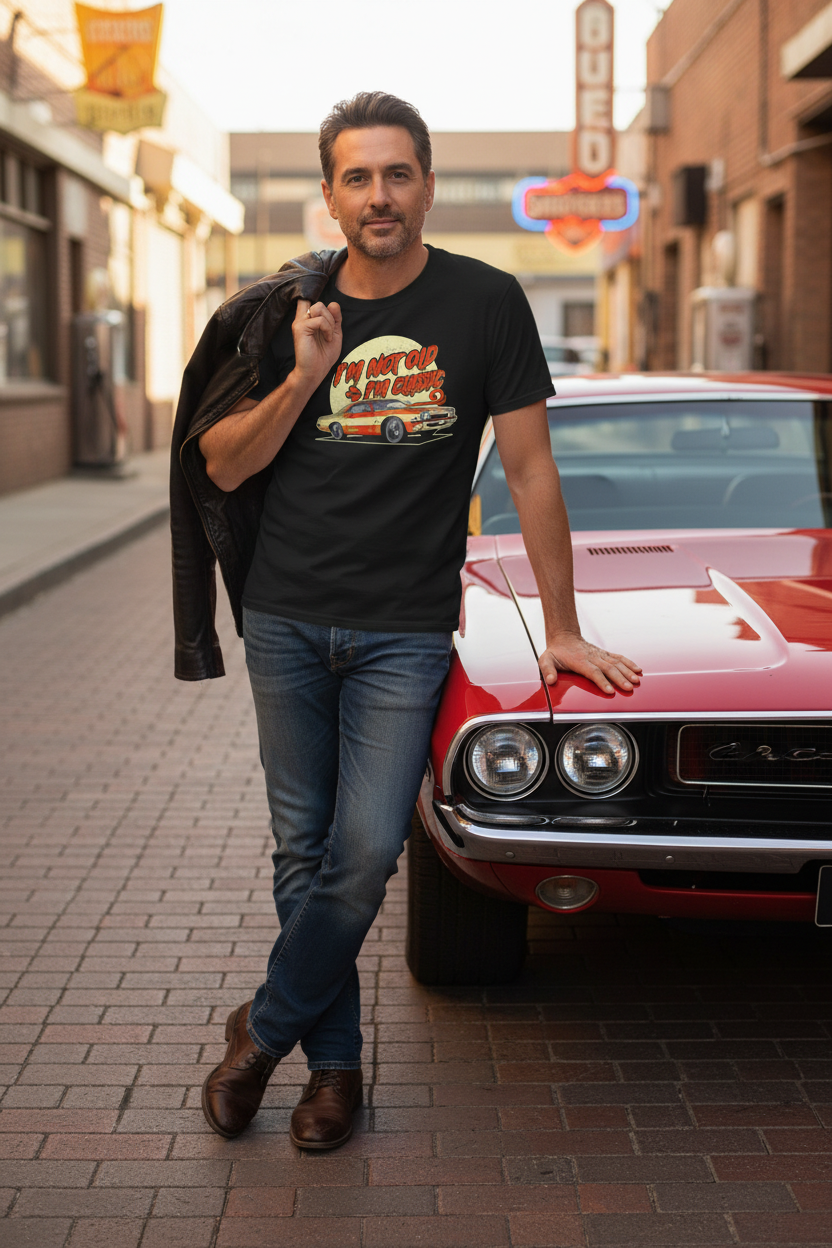 Person wearing black I'm Not Old I'm Classic tee