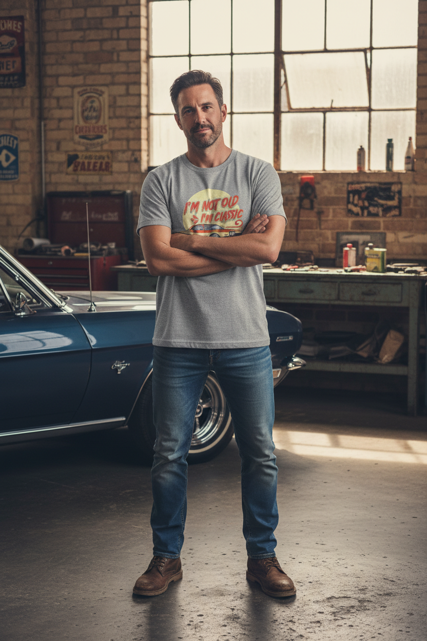 Person wearing sport grey I'm Not Old I'm Classic tee