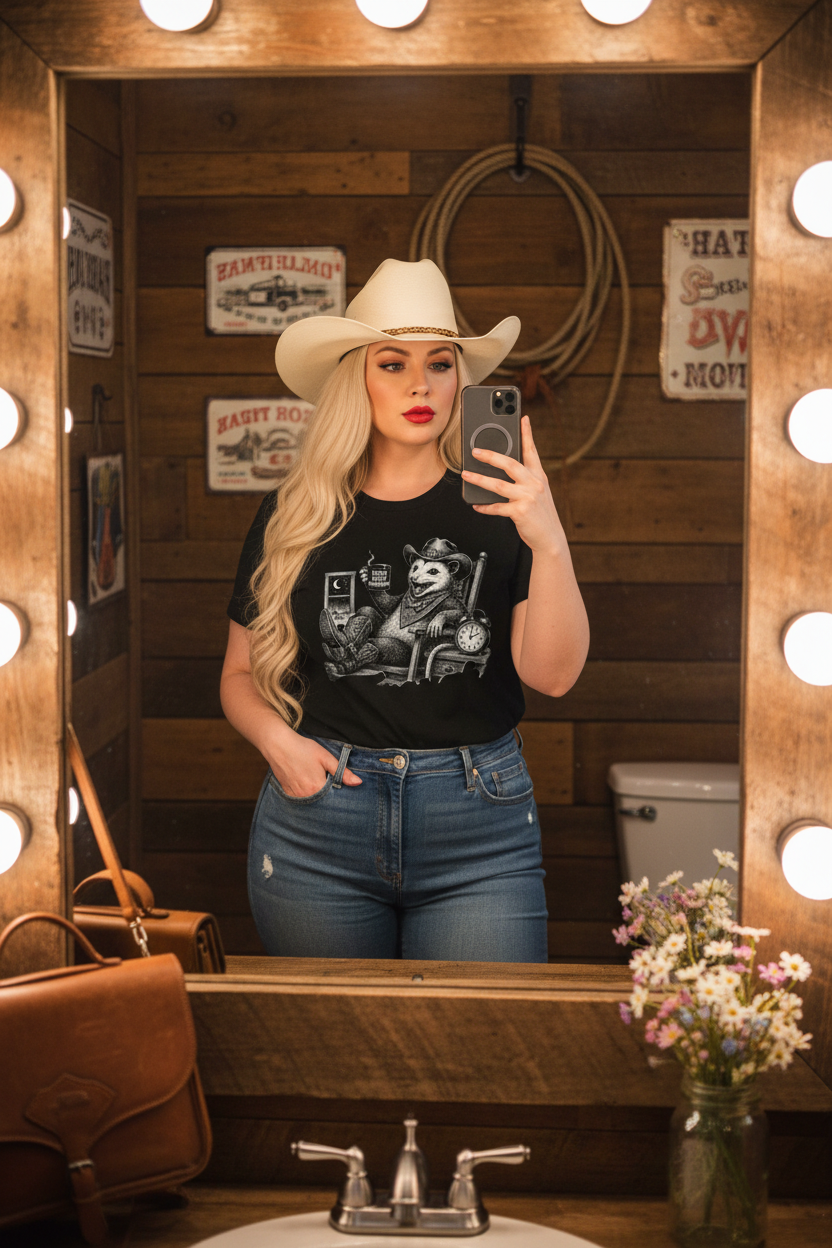 Pete Night Shift Cowgirl Mirror Selfie