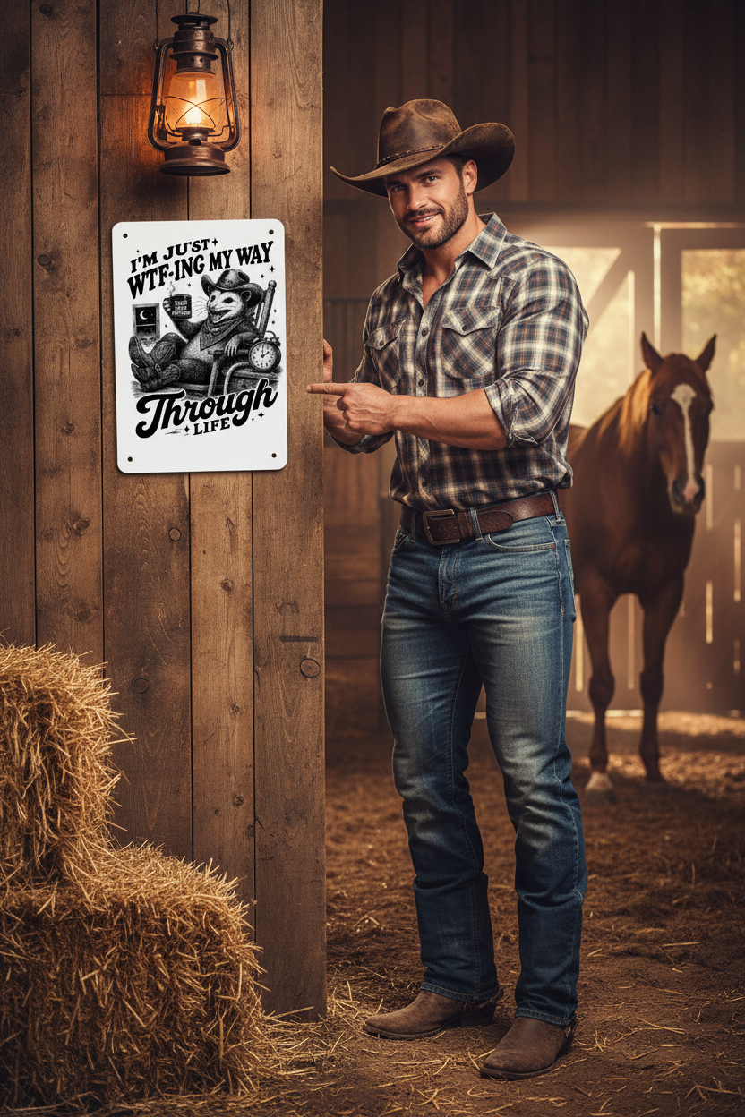 Pete WTF Sign Cowboy Barn