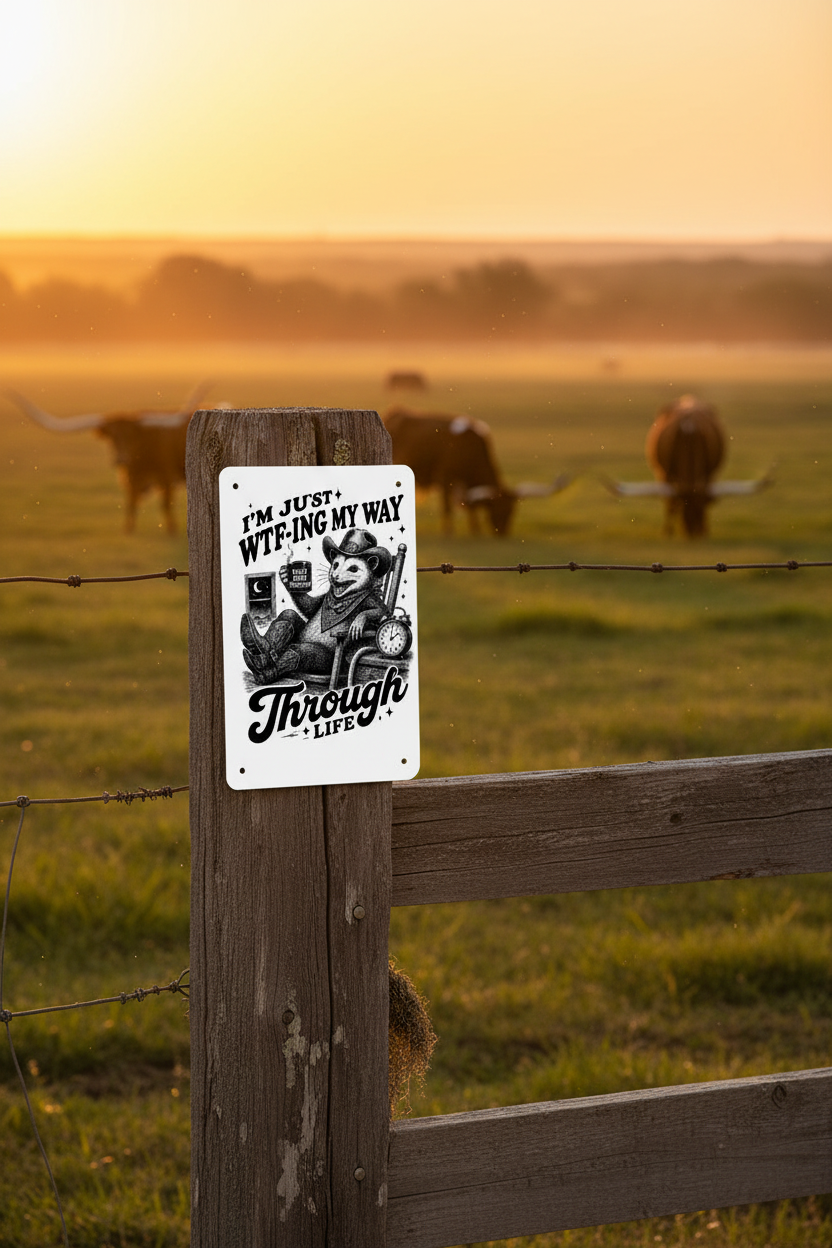 Pete WTF Sign Ranch Fence