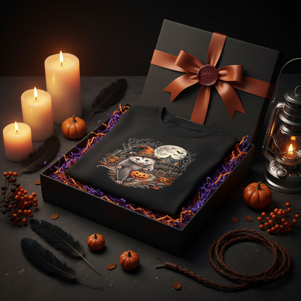 Pete's Haunted Harvest Black Tee - Gothic Western Gift Box