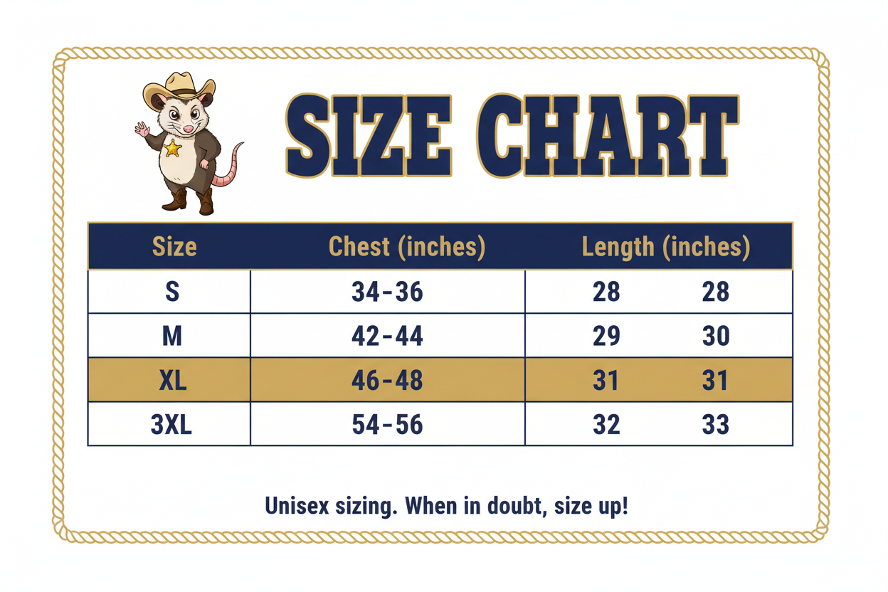 Pete's Size Chart