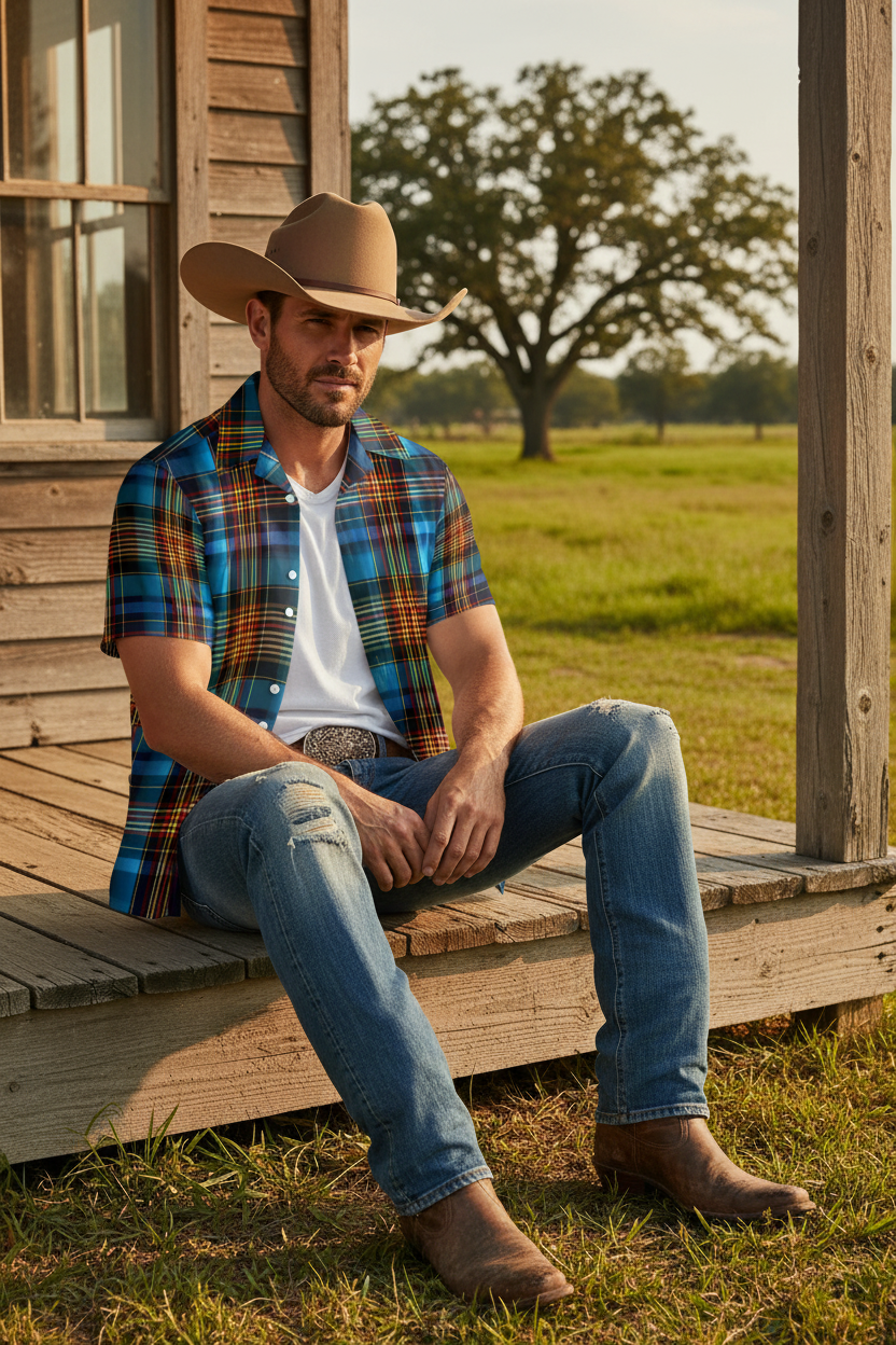 Plaid Ranch Porch Shot