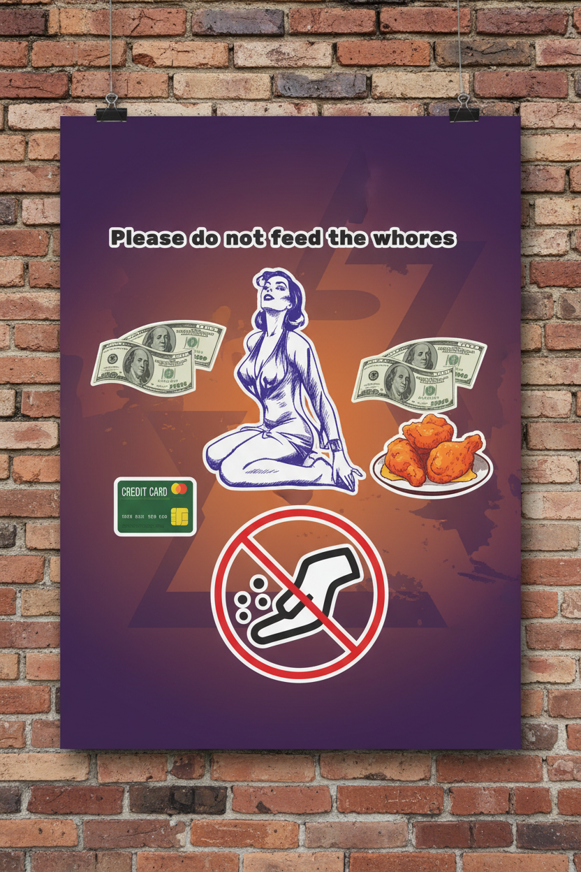 Please Do Not Feed the Whores Poster Ad