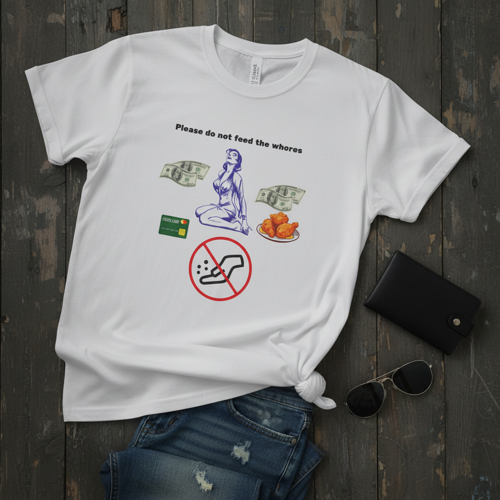 Please Do Not Feed the Whores Tee Display