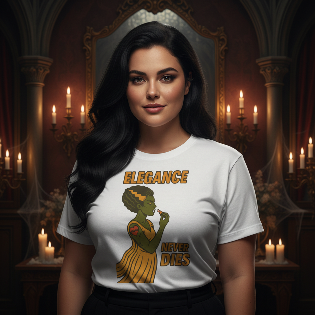 Plus-size model in vintage mansion with candlelight