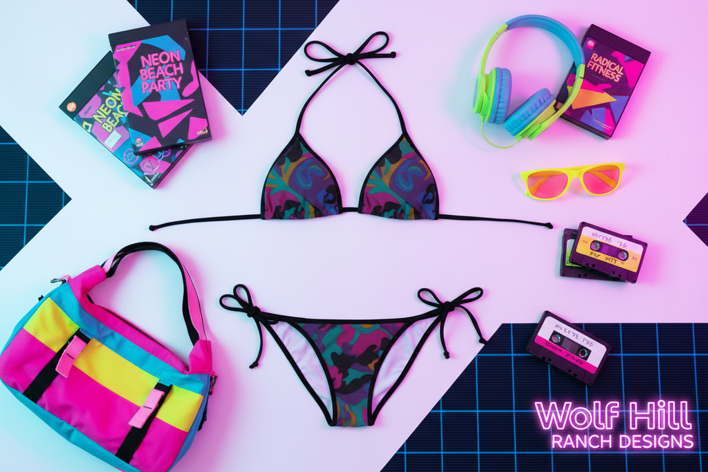 Psychedelic bikini with 80s items